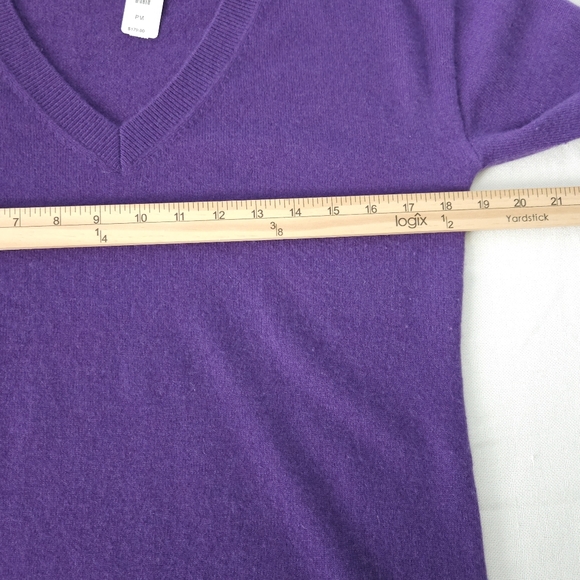 Talbots Petites 100% Cashmere V-Neck Sweater PM Purple Luxury Soft Knit New - Picture 9 of 9